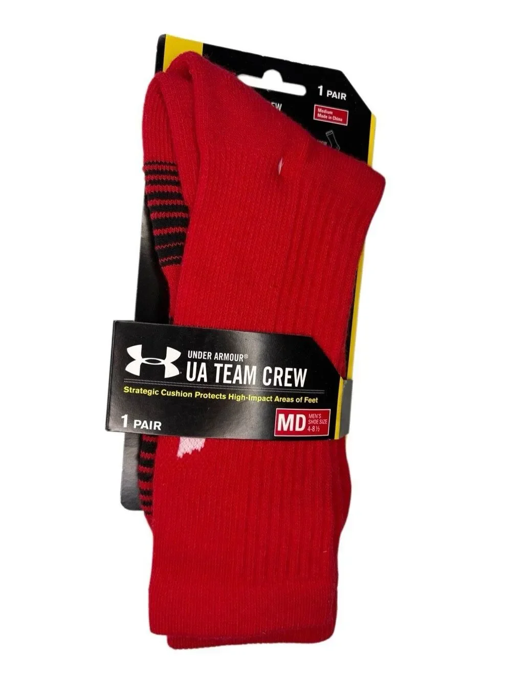 NWT Under Armour Team Crew red cushioning socks - 3 pair - M